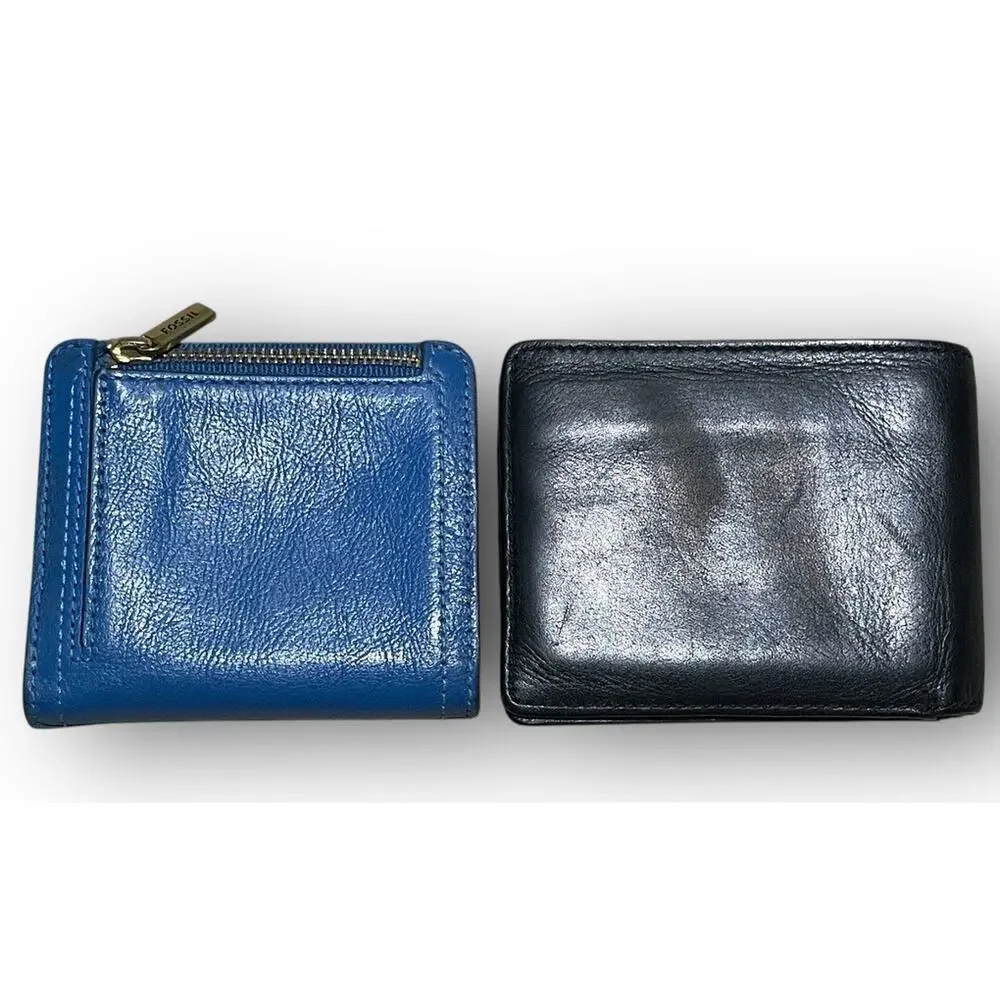 2 Vintage‎ Wallets Fossil And Ralph Lauren Blue And Black Leather